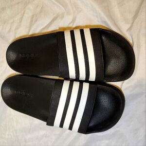 Mens Adidas Black With White Strips Size 13 Sandals